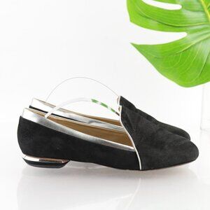 Carolinna Espinosa Womens Loafer Size 7 Black Suede Silver Flat Comfy Dress Shoe